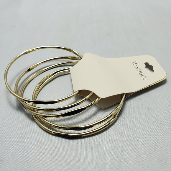 Mystique 5pc gold with black bangle bracelet set - Picture 3 of 5
